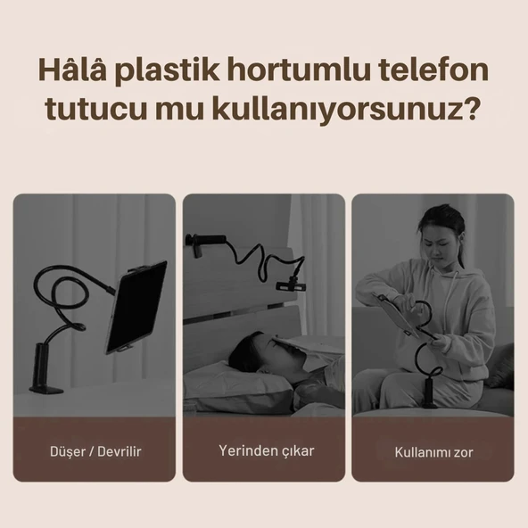 ShopyTech Metal 360° Uzun Kol Tablet/Telefon Standı Kelepçeli Masa/Yatak Başlığı Tutucu 6¨-12.9¨Uyumlu - Resim 7