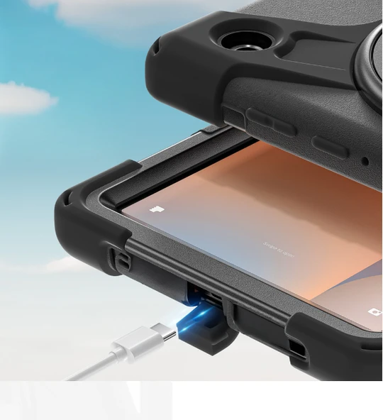 Galaxy Tab A11 Uyumlu 8.7" Tam Koruma Sağlayan Defender Silikon Şok Emici Tablet Kılıfı - Resim 7