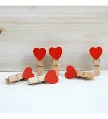 Kırmızı Kalpli Minik Ahşap Mandal - Resim 4