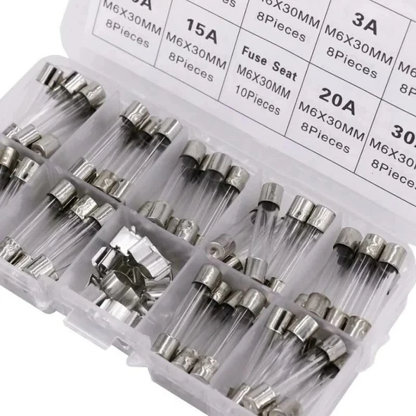 Cam Sigorta Seti 6x30 mm 72 Adet 9 Çeşit 250V Kutulu - Resim 5