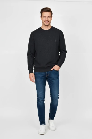 Erkek Büyük Beden Sıfır Yaka Selanik Sweatshirt BGL-ST04871 - Resim 10