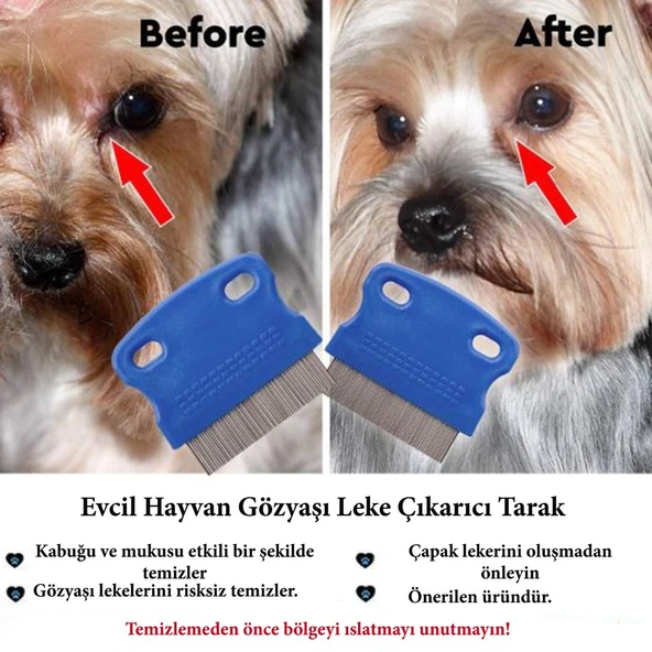 Evcil Hayvan Kedi Köpek Pire Tarağı ve Köpek Gözyaşı Lekesi Tarağı (5314) - 2