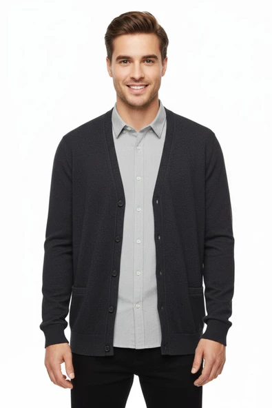 Erkek Spor Selanik Düğmeli Hırka Regular Kalıp BGL-ST04873 - Resim 8