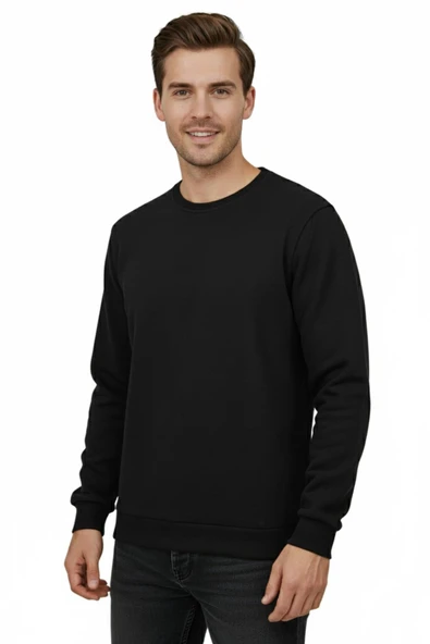 Erkek Büyük Beden Sıfır Yaka Selanik Sweatshirt BGL-ST04871 - Resim 3