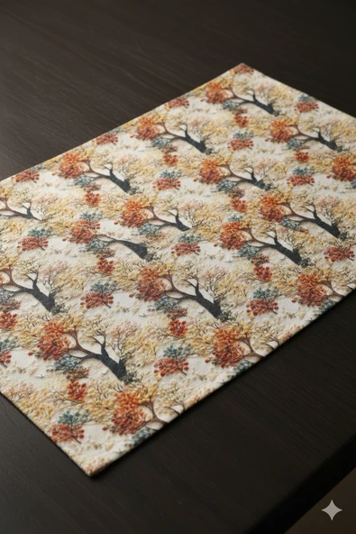 Sonbahar Ağaçları Desenli Dijital Baskılı 6'lı Amerikan Servisi 30 cm x 45 cm - Resim 2