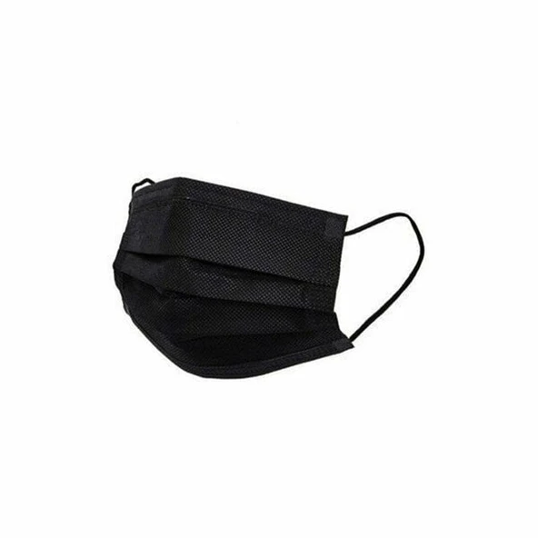 MEDİKAL 50PCS SİYAH CERRAHİ YÜZ MASKESİ (5314)