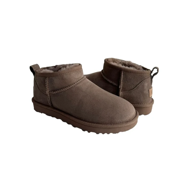 Günlük Kadın Kahverengi Bot Kalın Taban Ultra Mini Süet Bot Kışlık Bootie - Resim 3