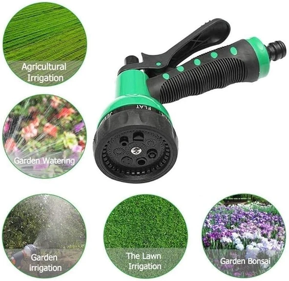 30 Metre Spiral Hortum + 4 Fonksiyonlu Özel Sulama Tabancası (5314) - 4