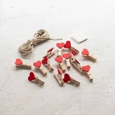 Kırmızı Kalpli Minik Ahşap Mandal - Resim 3