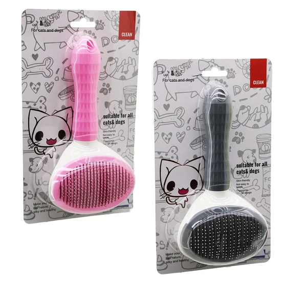 PRATİK PET TÜY FIRÇASI KEDİ - KÖPEK TARAK - TEMİZLİK FIRÇASI BAS=TARAK TEMİZLE TUŞLU PET SHOP (5314)