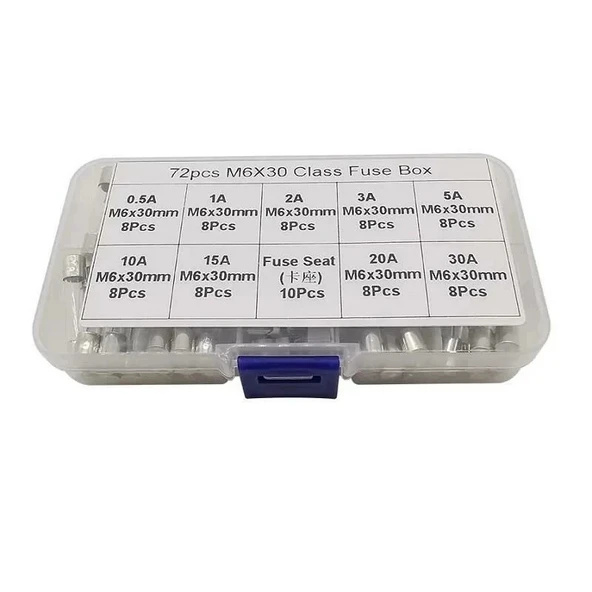 Cam Sigorta Seti 6x30 mm 72 Adet 9 Çeşit 250V Kutulu - Resim 3