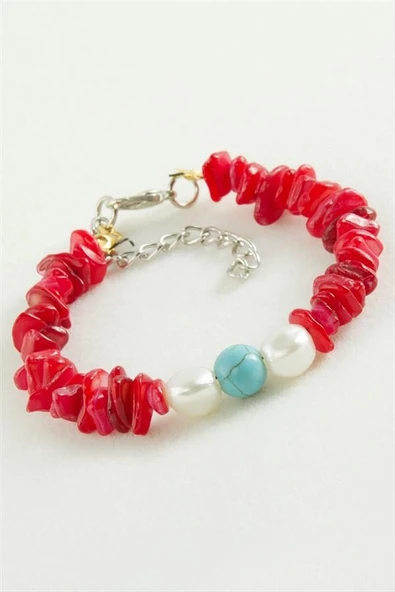 Mercan Kırık Doğaltaşlı Bileklik