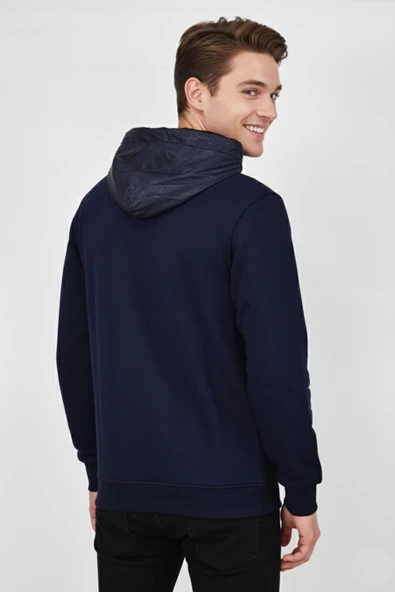 Erkek Kapitone Modelli 3 İplik Kapüşonlu Sweatshirt BGL-ST04865 - Resim 9