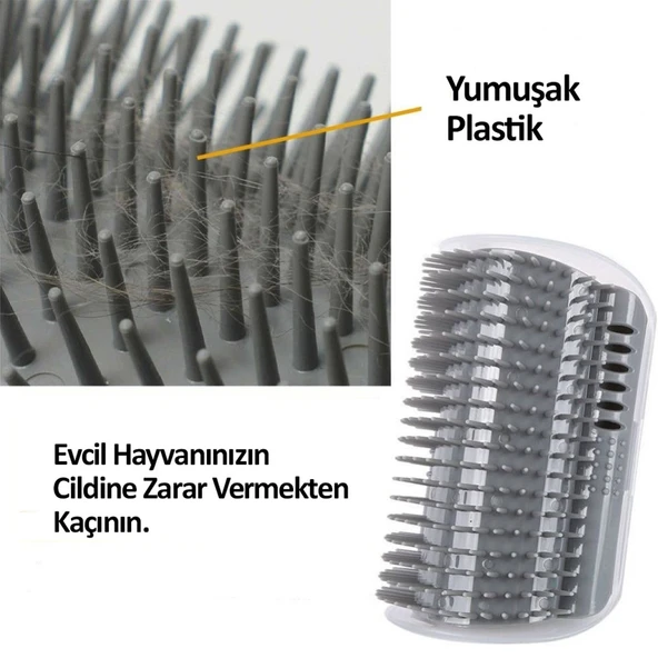 Pratik Kedi Tüyü Kaşıma Ve Tarama Aparatı Duvara Monte Kaşıma Aleti (5314) - 3