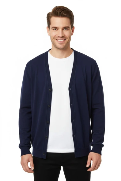 Erkek Spor Selanik Düğmeli Hırka Regular Kalıp BGL-ST04873 - Resim 3