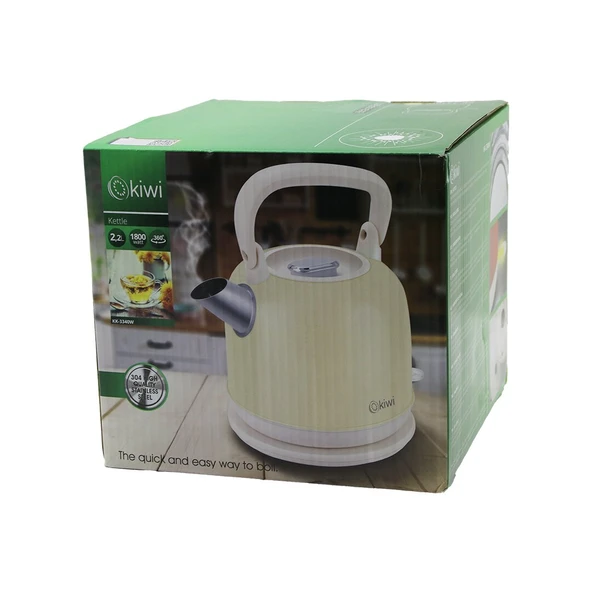 KİWİ KK-3340W KREM NOSTALJİ DEMLİK MODELÇELİK KETTLE SU ISITICI 2.2LT1800W PASLANMAZ ÇELİK GÖVDE- GİZLİ RESİZTANS (5314)