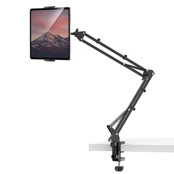 ShopyTech Metal 360° Uzun Kol Tablet/Telefon Standı Kelepçeli Masa/Yatak Başlığı Tutucu 6¨-12.9¨Uyumlu ürün görseli 1