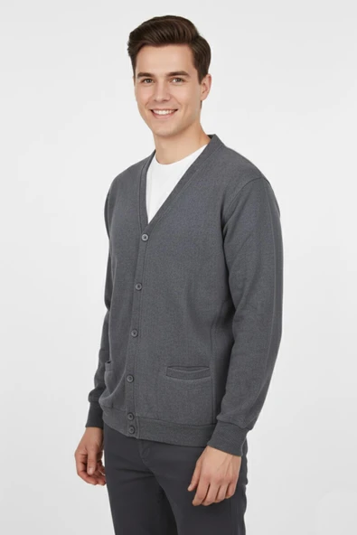 Erkek Spor Selanik Düğmeli Hırka Regular Kalıp BGL-ST04873 - Resim 4