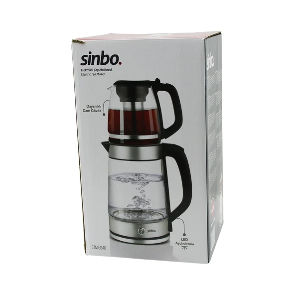 CAM ELEKTRİKLİ ÇAY SETİ ÇAYCI 2LT+1.2LT 1500W MAVİ LEDLİ 360 DERECE ÇELİK SÜZGEÇ KROM KAPLAMA (2818) ürün görseli