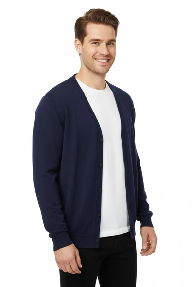 Erkek Spor Selanik Düğmeli Hırka Regular Kalıp BGL-ST04873 - Resim 11