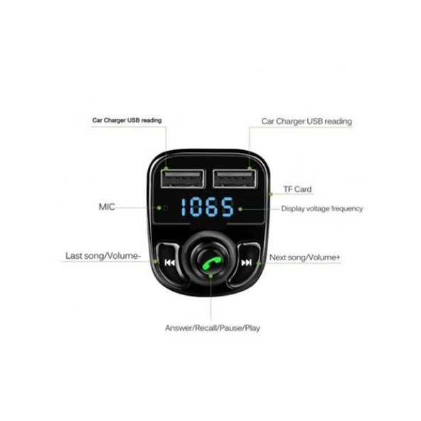 Bluetooth Fm Transmitter Car X8 - Resim 3