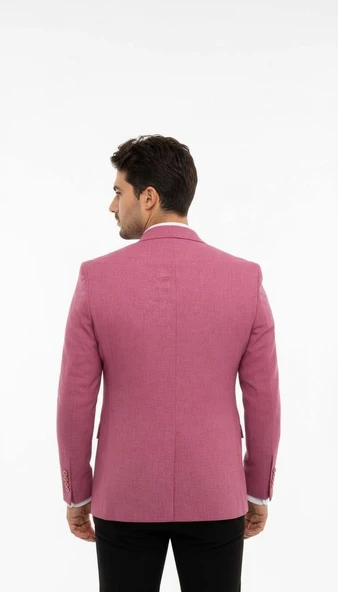 Plus Scorpion Gül Kurusu Erkek Slim Fit Tek Düğmeli Blazer Ceket – Astarlı, Şık ve Modern Kesim - Resim 2