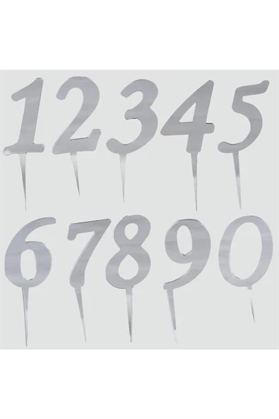 Gümüş Renkli Rakam Pasta ve Kek Pleksi - 2
