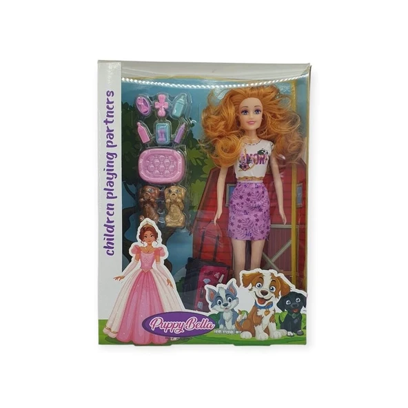 Puppy Bella 30 cm Bebek ve Köpek Bakım Seti - Lila Elbise ürün görseli 1