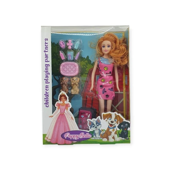 Puppy Bella 30 cm Bebek ve Köpek Bakım Seti - Pembe Elbise ürün görseli