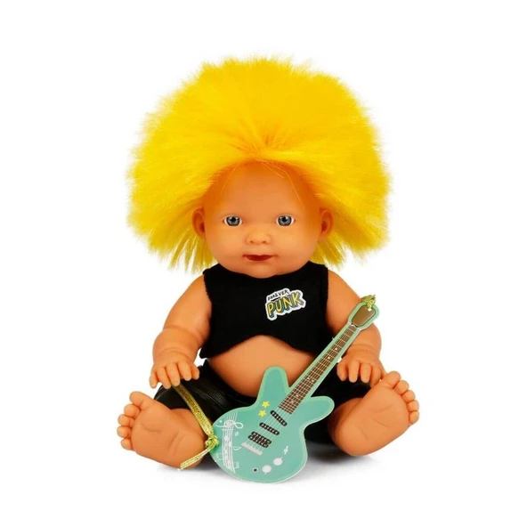 Punkçı Bebek Figürü 25 cm - Sarı Saçlı ürün görseli