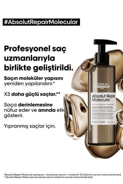 Serie Expert Absolut Repair Molecular Tüm Yıpranmış Saçlar Için Durulanan Serum - Resim 2