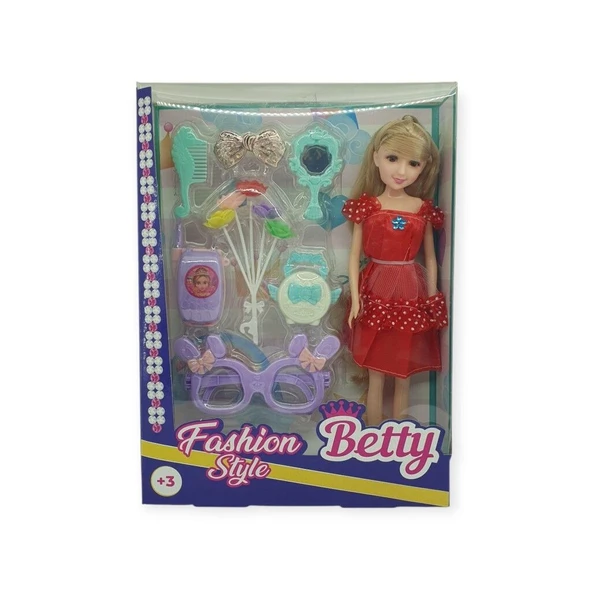 Güzellik Seti 7 Parça Aksesuarlı Bebek Seti - Kırmızı ürün görseli 1