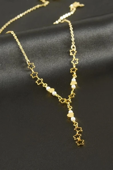 Kalp Yıldız İnci Y Kolye