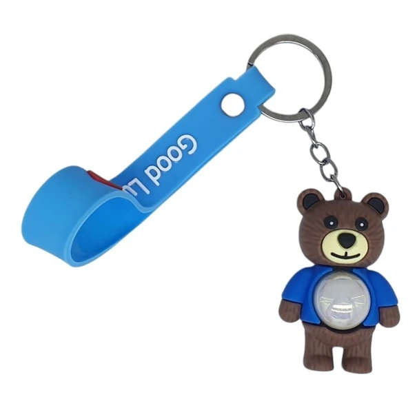 Figürlü ve Işıklı Silikon Anahtarlık -  Yogi - Mavi ürün görseli 1