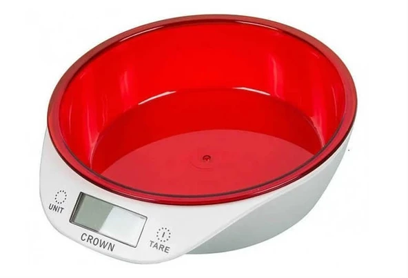 Crown Dijital Lüks Kefeli Mutfak Terazisi 5 Kg Çıkarılabilir Ölçü Kabı Terazi Tartı Gram ürün görseli 1