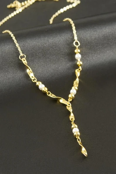 Burgulu İnci Y Kolye