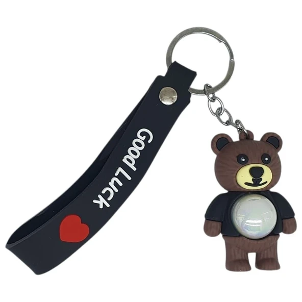 Figürlü ve Işıklı Silikon Anahtarlık -  Yogi - Siyah ürün görseli 1