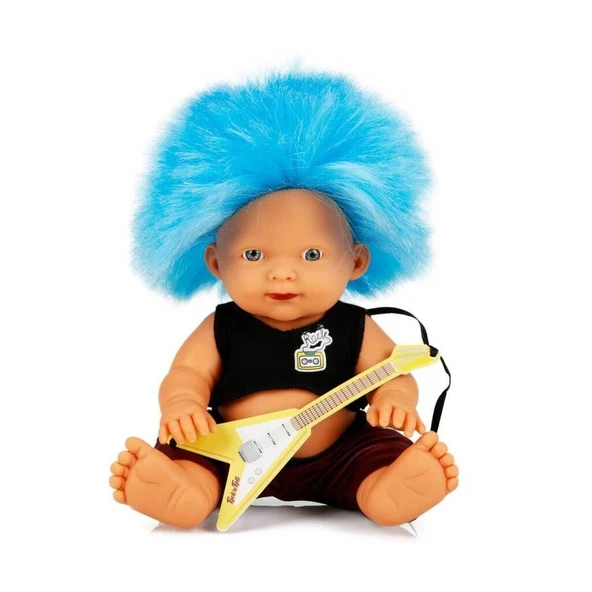 Punkçı Bebek Figürü 25 cm - Mavi Saçlı ürün görseli
