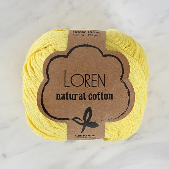 Loren Natural Cotton Pastel Sarı El Örgü İpi - R086 - 33915 ürün görseli 1