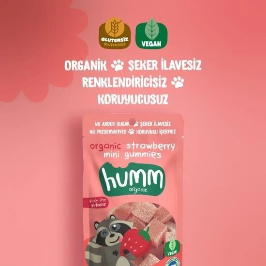 Humm Organik Çilekli Glutensiz Vegan Mini Küpler 30 Gr - Resim 2