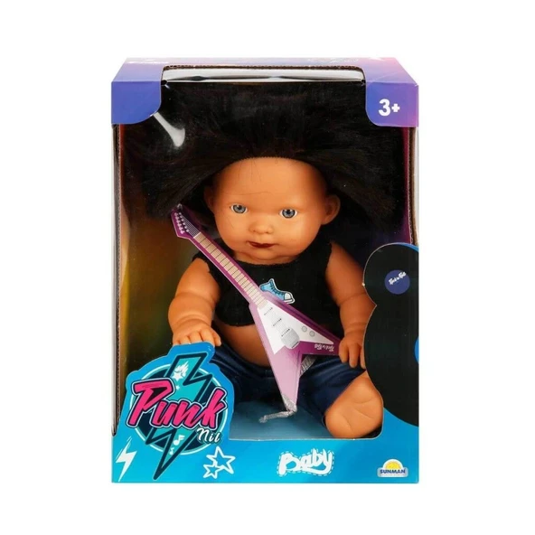 Punkçı Bebek Figürü 25 cm - Siyah Saçlı - Resim 2