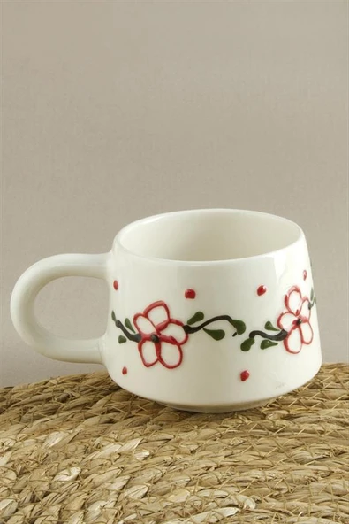 Çiçek Desenli Seramik Kupa