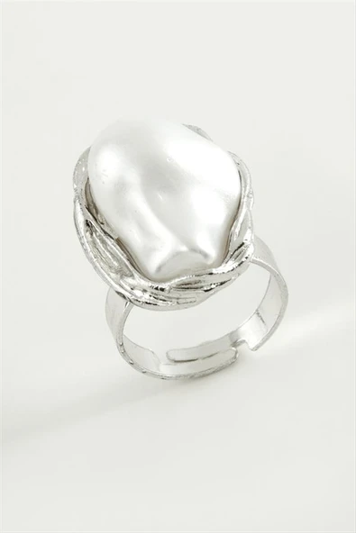 Oval İnci Metal Yüzük