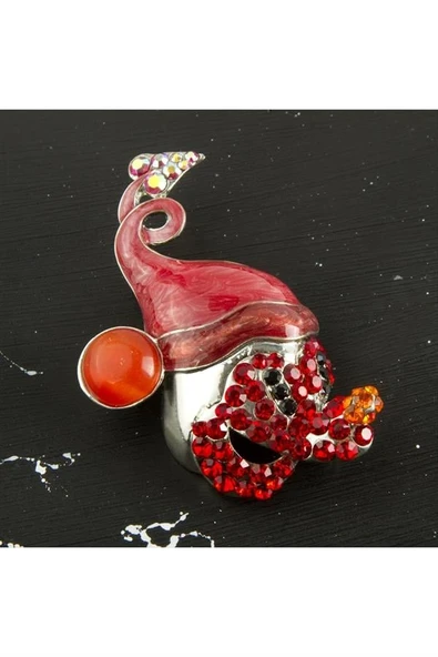 Taşlı Ort Boy Ebruli Broş - 2