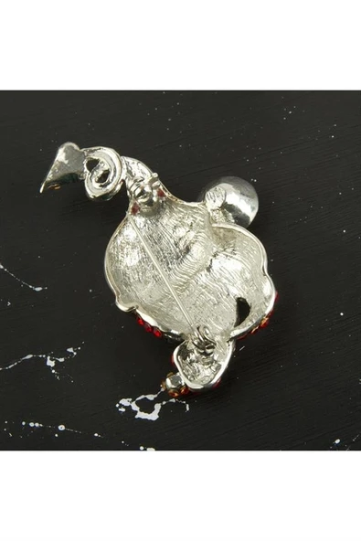 Taşlı Ort Boy Ebruli Broş - 3