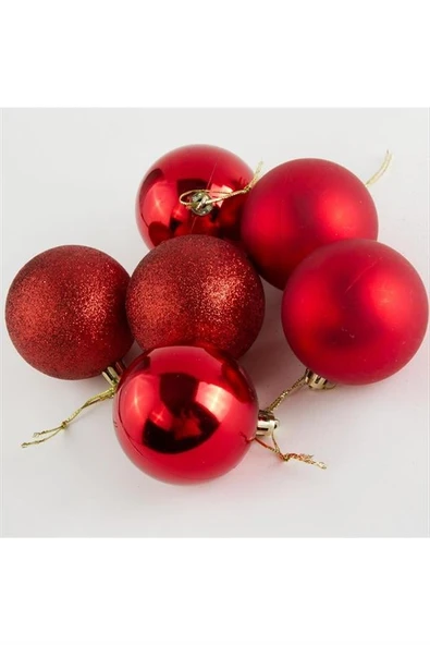 6 Adet Cici Top Yılbaşı Ağaç Süsü  6cm - 3