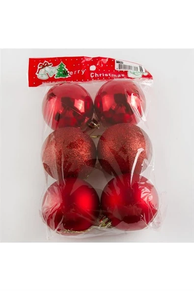 6 Adet Cici Top Yılbaşı Ağaç Süsü 6cm