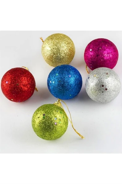 6 Adet Orta Cici Top Yılbaşı Ağaç Süsü