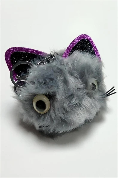 Kedi Tüylü Peluş Anahtarlık - 2