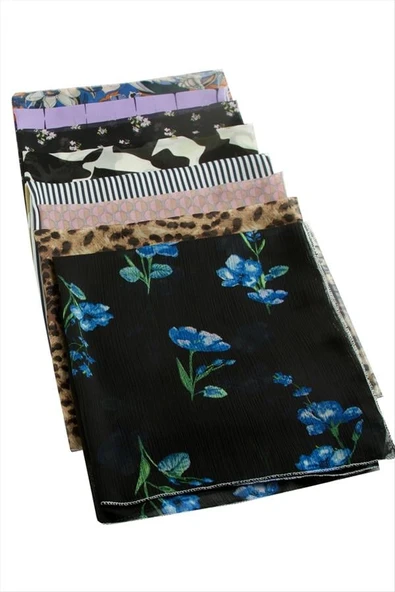 Karışık Desenli Şifon Fular 50 cm - 2